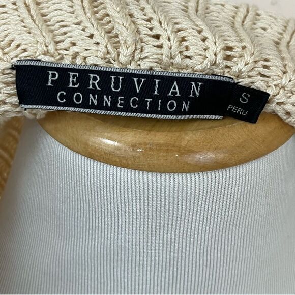 Peruvian Connection Cotton Open Front Cardigan Cream S - Picture 6 of 7